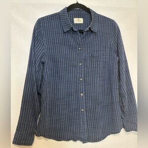 Marine Layer Pinstriped Button Up Shirt Women's Size Medium Casual Comfort